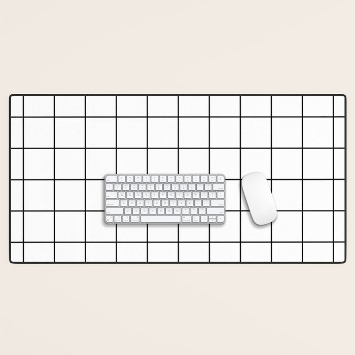 Grid Pattern Stripes Lines Black and White Minimalist Geometric Stripe Line Drawing Desk Mat Gallery Image 1