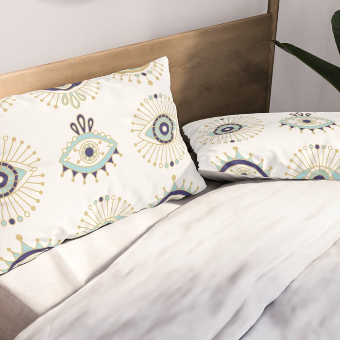 Evil Eye Collection on White Pillow Sham Gallery Image 2