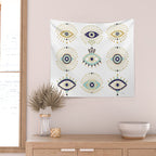Evil Eye Collection on White Wall Tapestry Gallery Image 2