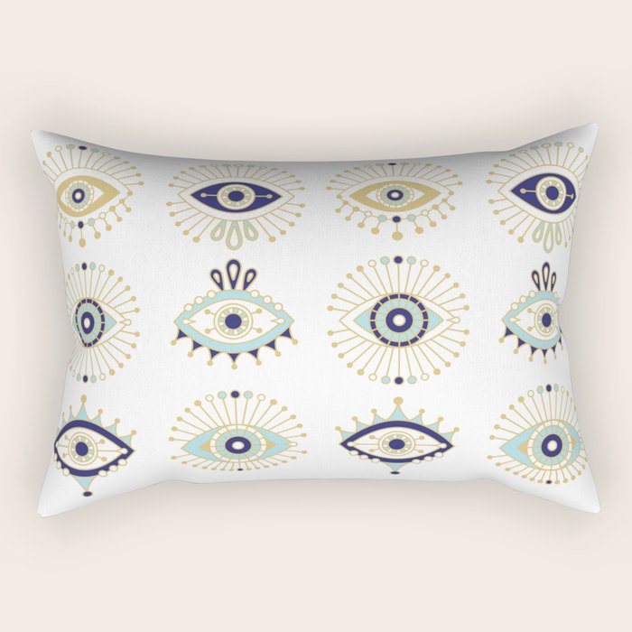 Evil Eye Collection on White Rectangular Pillow Gallery Image 1