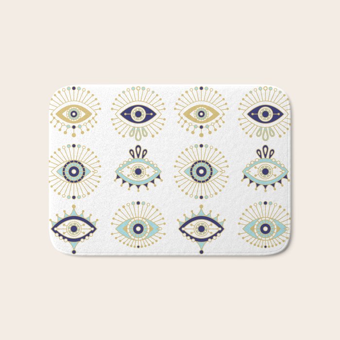 Evil Eye Collection on White Bath Mat Gallery Image 1
