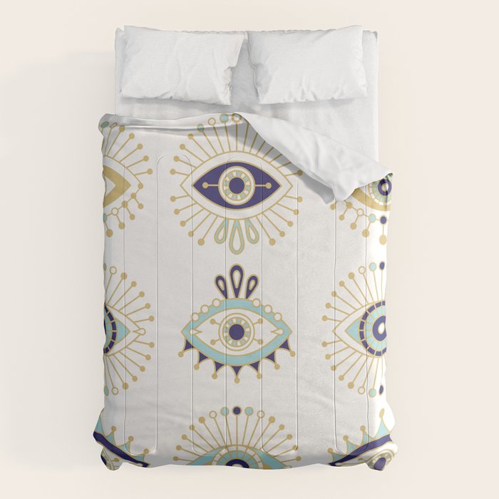 Evil Eye Collection on White Comforter Gallery Image 1