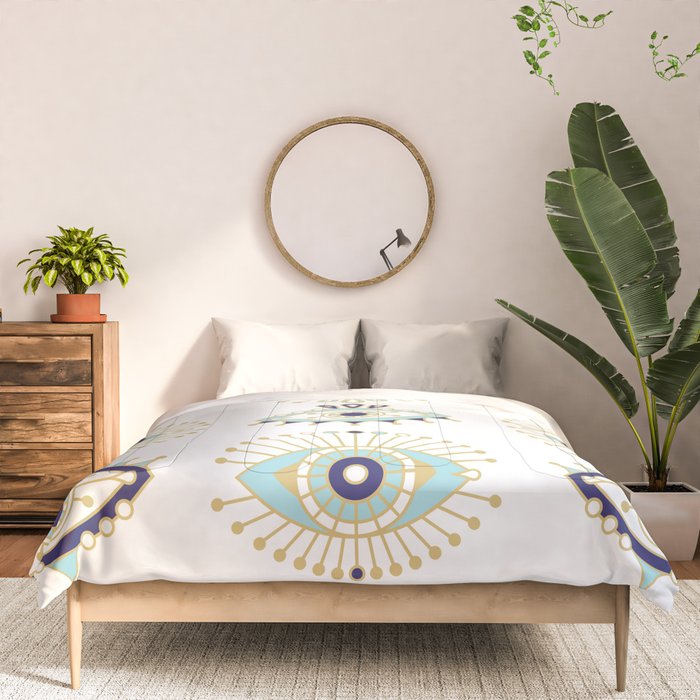 Evil Eye Collection on White Comforter Gallery Image 3