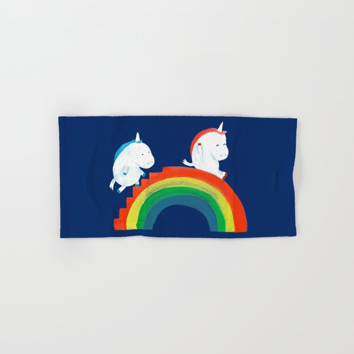 Unicorn on rainbow slide Bath Towel Gallery Image 1