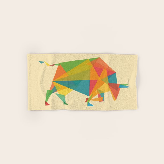 Fractal Geometric Bull Bath Towel Gallery Image 1