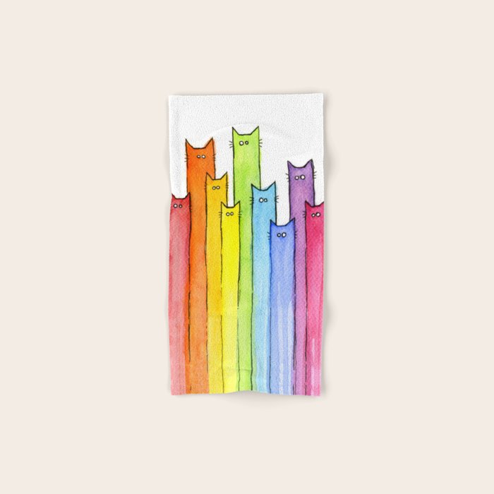 Rainbow of Cats Funny Whimsical Animals Bath Towel Gallery Image 1