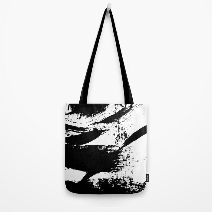 Black and White Brush Stroke Abstract Tote Bag Gallery Image 2
