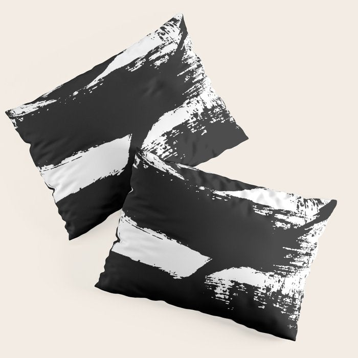 Black and White Brush Stroke Abstract Pillow Sham Gallery Image 1