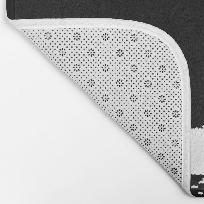 Black and White Brush Stroke Abstract Bath Mat Gallery Image 2