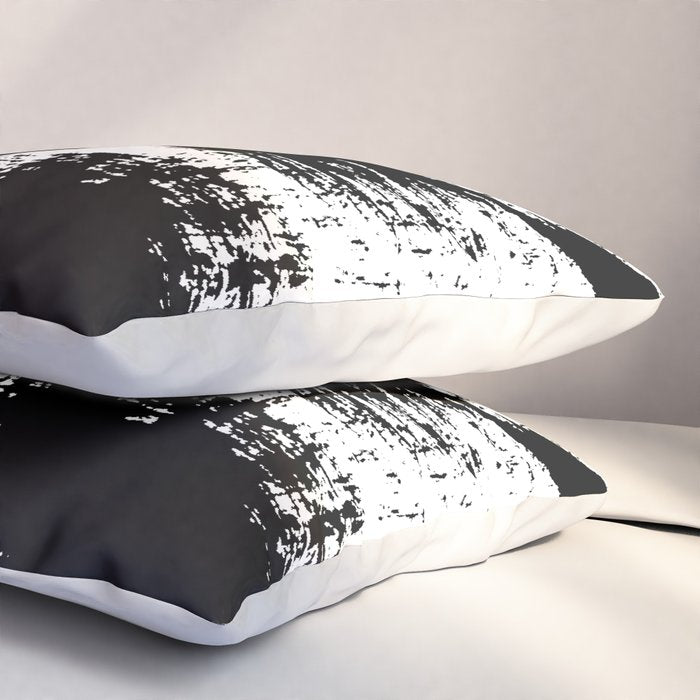 Black and White Brush Stroke Abstract Pillow Sham Gallery Image 3