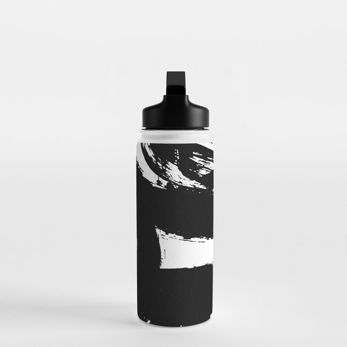 Black and White Brush Stroke Abstract Water Bottle Gallery Image 3