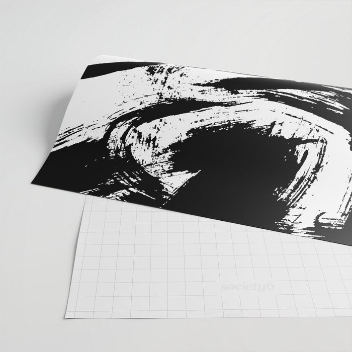 Black and White Brush Stroke Abstract Wrapping Paper Gallery Image 2