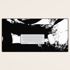 Black and White Brush Stroke Abstract Desk Mat Gallery Image 1