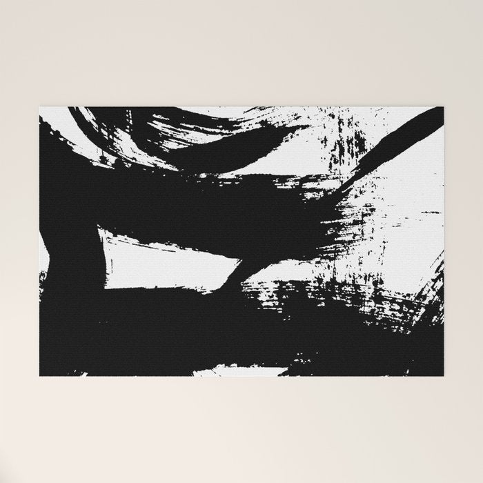 Black and White Brush Stroke Abstract Welcome Mat Gallery Image 1