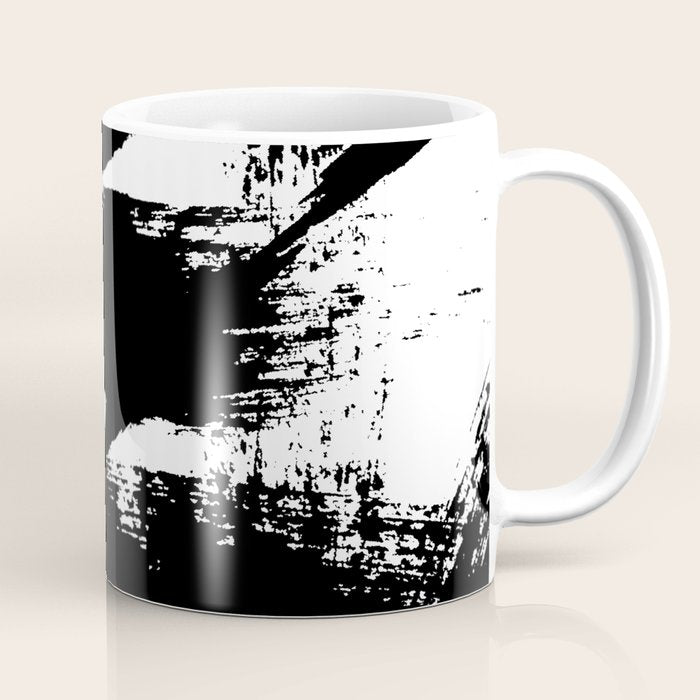 Black and White Brush Stroke Abstract Coffee Mug Gallery Image 1