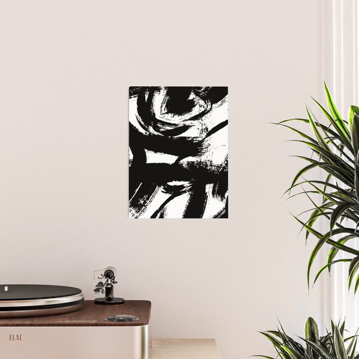 Black and White Brush Stroke Abstract Poster Gallery Image 2
