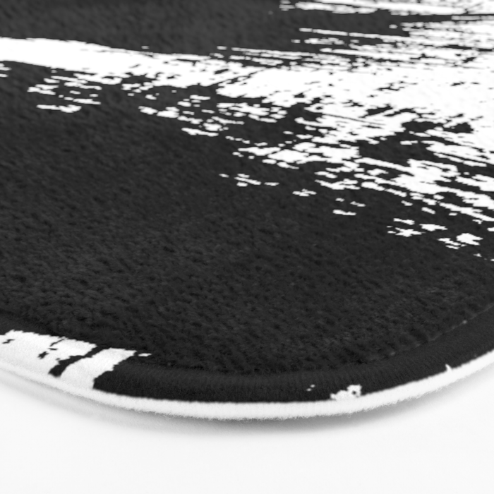 Black and White Brush Stroke Abstract Bath Mat Gallery Image 3