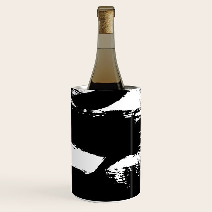 Black and White Brush Stroke Abstract Wine Chiller Gallery Image 1