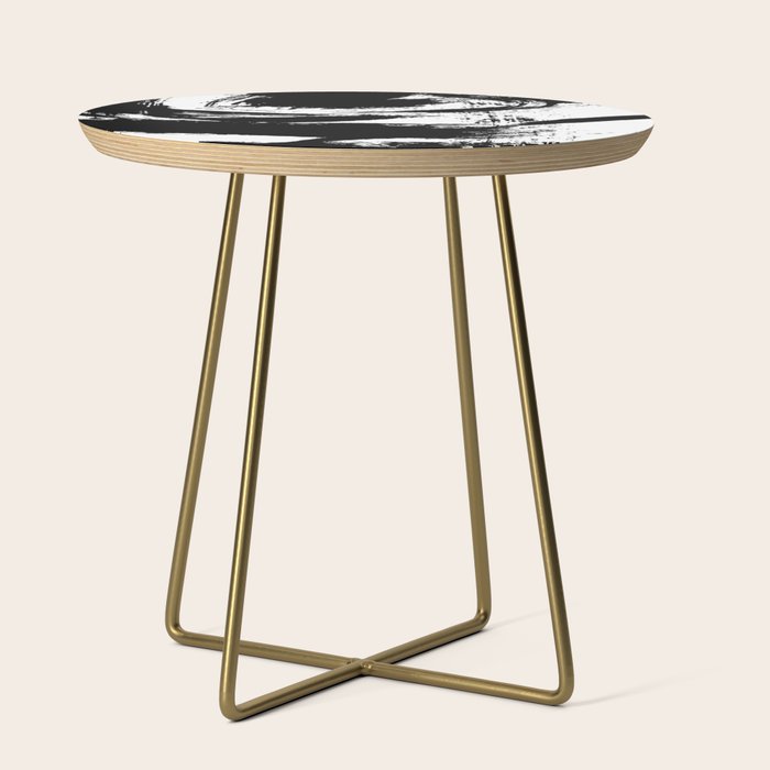 Black and White Brush Stroke Abstract Side Table Gallery Image 1