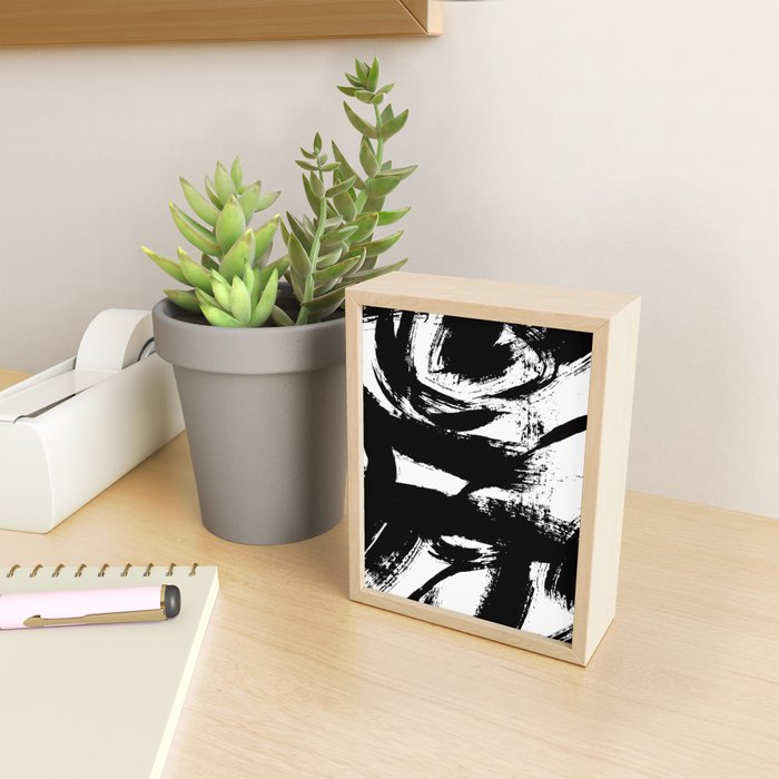Black and White Brush Stroke Abstract Mini Art Print Gallery Image 2