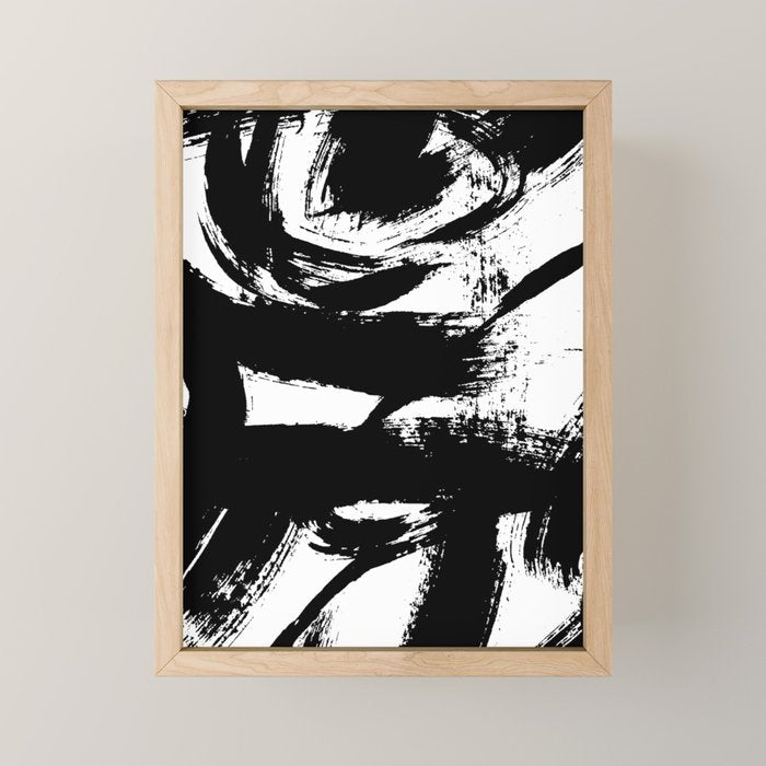 Black and White Brush Stroke Abstract Mini Art Print Gallery Image 1