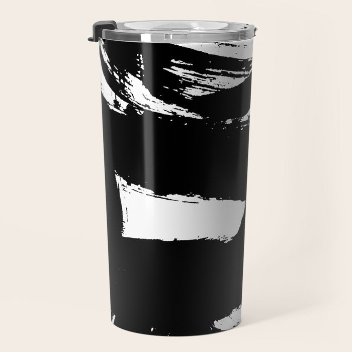 Black and White Brush Stroke Abstract Travel Mug Gallery Image 3