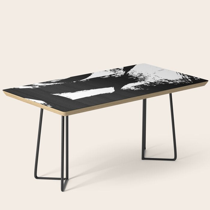 Black and White Brush Stroke Abstract Coffee Table Gallery Image 1