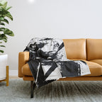 Black and White Brush Stroke Abstract Throw Blanket Gallery Image 1