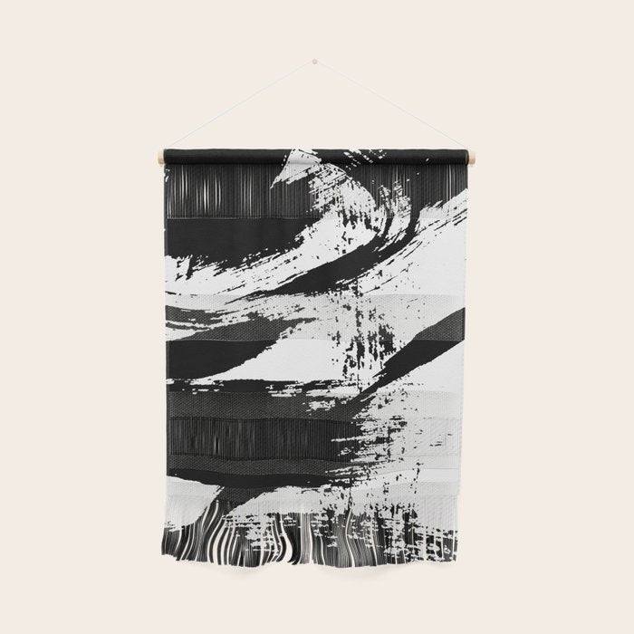 Black and White Brush Stroke Abstract Wall Hanging Gallery Image 1