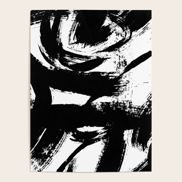 Black and White Brush Stroke Abstract Poster Gallery Image 1