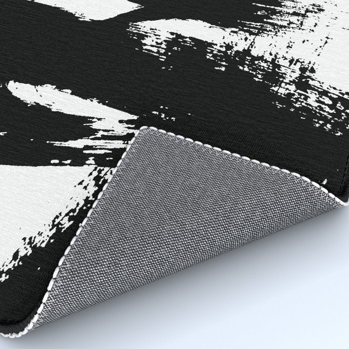 Black and White Brush Stroke Abstract Rug Gallery Image 4
