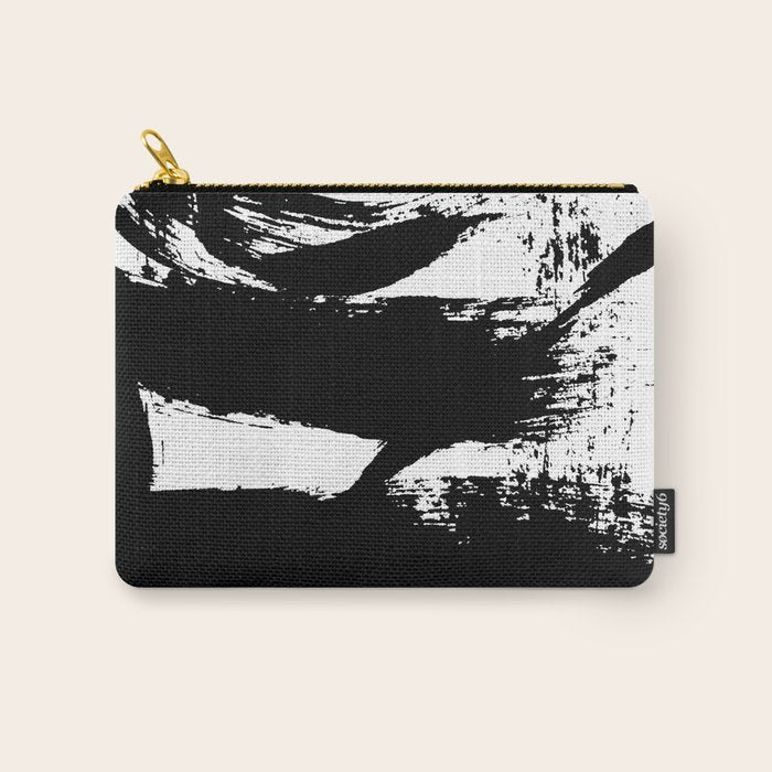 Black and White Brush Stroke Abstract Carry All Pouch Gallery Image 1