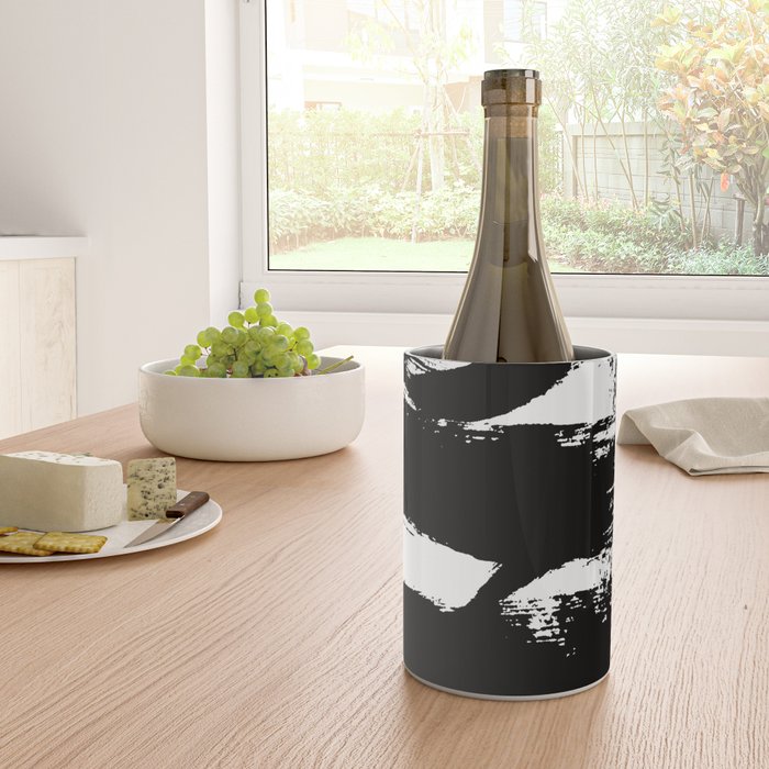 Black and White Brush Stroke Abstract Wine Chiller Gallery Image 4
