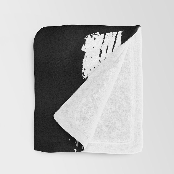 Black and White Brush Stroke Abstract Throw Blanket Gallery Image 3