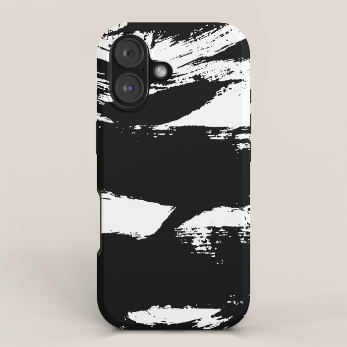 Black and White Brush Stroke Abstract iPhone Case Gallery Image 1