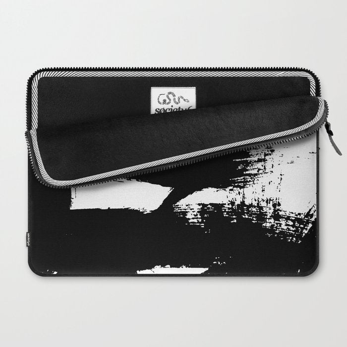 Black and White Brush Stroke Abstract Laptop Sleeve Gallery Image 2