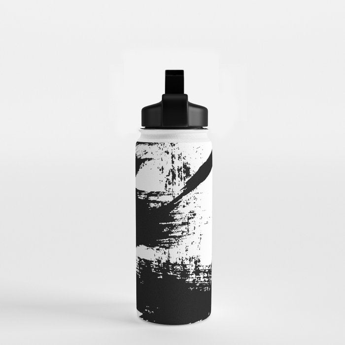 Black and White Brush Stroke Abstract Water Bottle Gallery Image 2