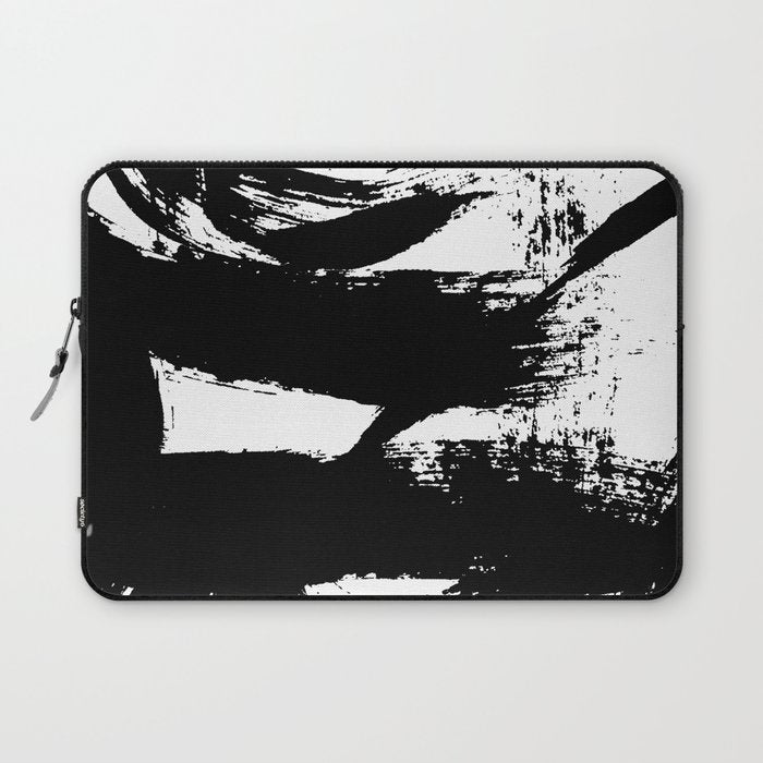 Black and White Brush Stroke Abstract Laptop Sleeve Gallery Image 1