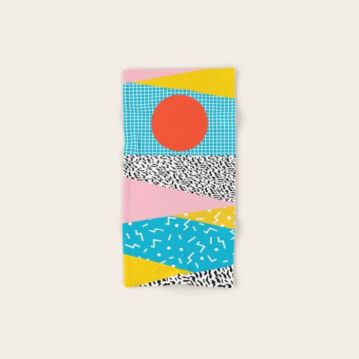 Check it - good vibes happy smiles fun modern memphis throwback art 1980's 80's 80s 1980s 1980 neon  Bath Towel Gallery Image 1