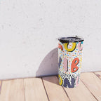 Check it - good vibes happy smiles fun modern memphis throwback art 1980's 80's 80s 1980s 1980 neon  Travel Mug Gallery Image 4