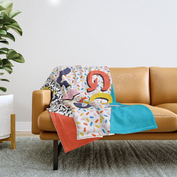 Check it - good vibes happy smiles fun modern memphis throwback art 1980's 80's 80s 1980s 1980 neon  Throw Blanket Gallery Image 1