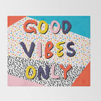 Check it - good vibes happy smiles fun modern memphis throwback art 1980's 80's 80s 1980s 1980 neon  Throw Blanket Gallery Image 2