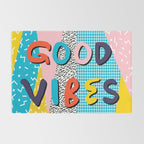 Check it - good vibes happy smiles fun modern memphis throwback art 1980's 80's 80s 1980s 1980 neon  Rug Gallery Image 2