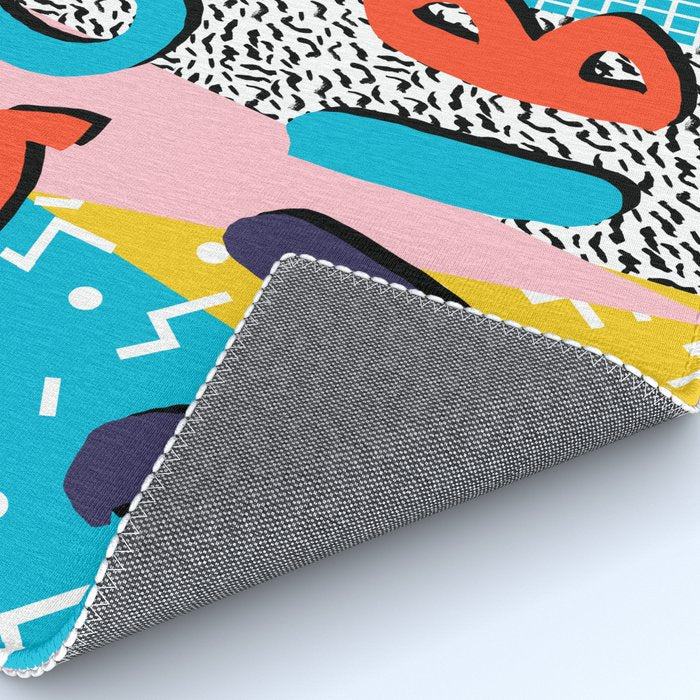 Check it - good vibes happy smiles fun modern memphis throwback art 1980's 80's 80s 1980s 1980 neon  Rug Gallery Image 4