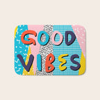 Check it - good vibes happy smiles fun modern memphis throwback art 1980's 80's 80s 1980s 1980 neon  Bath Mat Gallery Image 1