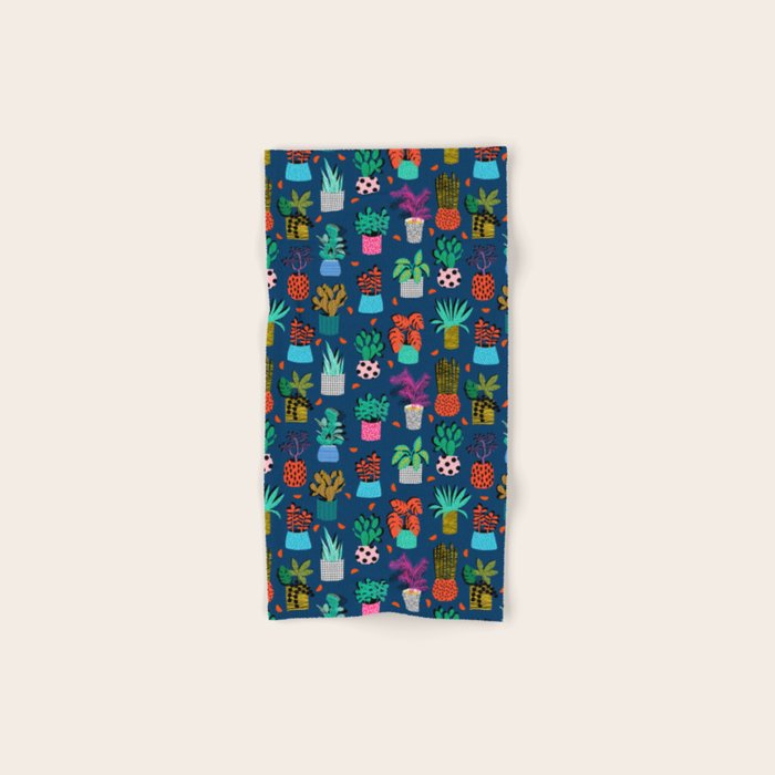 Check It - house plants indoor monstera neon bright modern pattern retro throwback memphis style Bath Towel Gallery Image 1