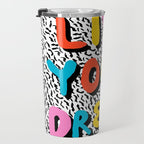 Ya Heard - 1980's throwback retro pattern memphis-style hipster bright colorful pop art minimal rad Travel Mug Gallery Image 3