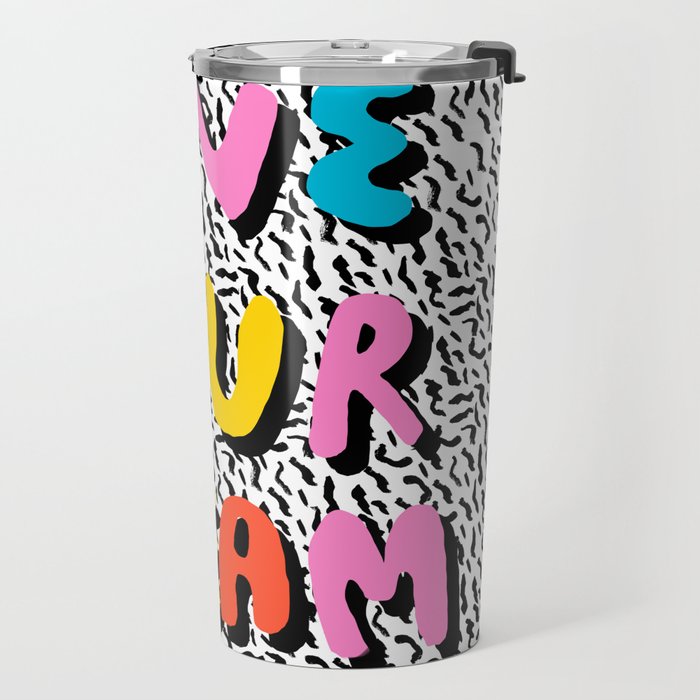 Ya Heard - 1980's throwback retro pattern memphis-style hipster bright colorful pop art minimal rad Travel Mug Gallery Image 2