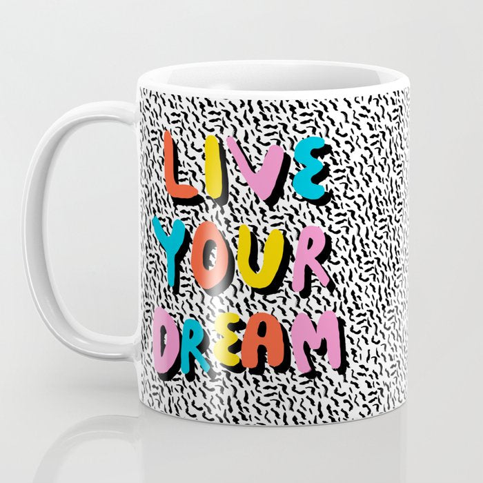 Ya Heard - 1980's throwback retro pattern memphis-style hipster bright colorful pop art minimal rad Coffee Mug Gallery Image 3