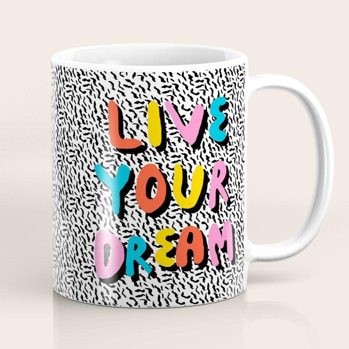 Ya Heard - 1980's throwback retro pattern memphis-style hipster bright colorful pop art minimal rad Coffee Mug Gallery Image 1